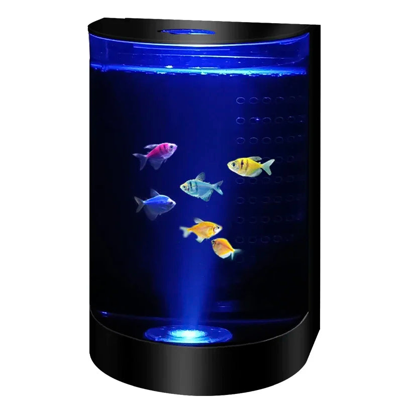Mini 2.8L Desktop Aquarium LED USB-Powered Fish Tank for Home and Workspace