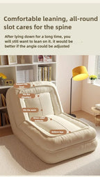 2-in-1 Convertible Floor Sofa Bed Compact Foldable Lounge Chair (White Small)