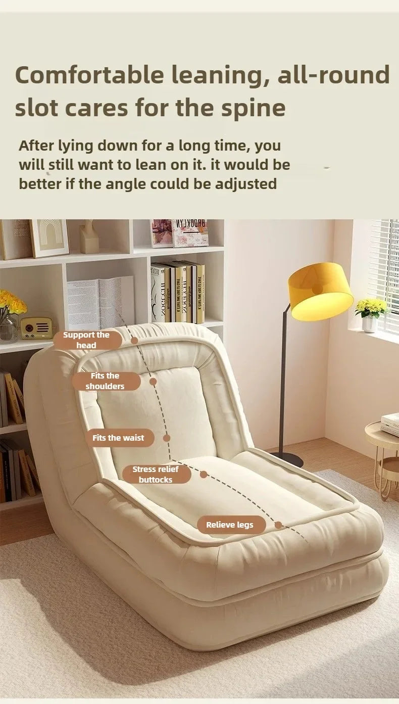 2-in-1 Convertible Floor Sofa Bed Compact Foldable Lounge Chair (White Small)