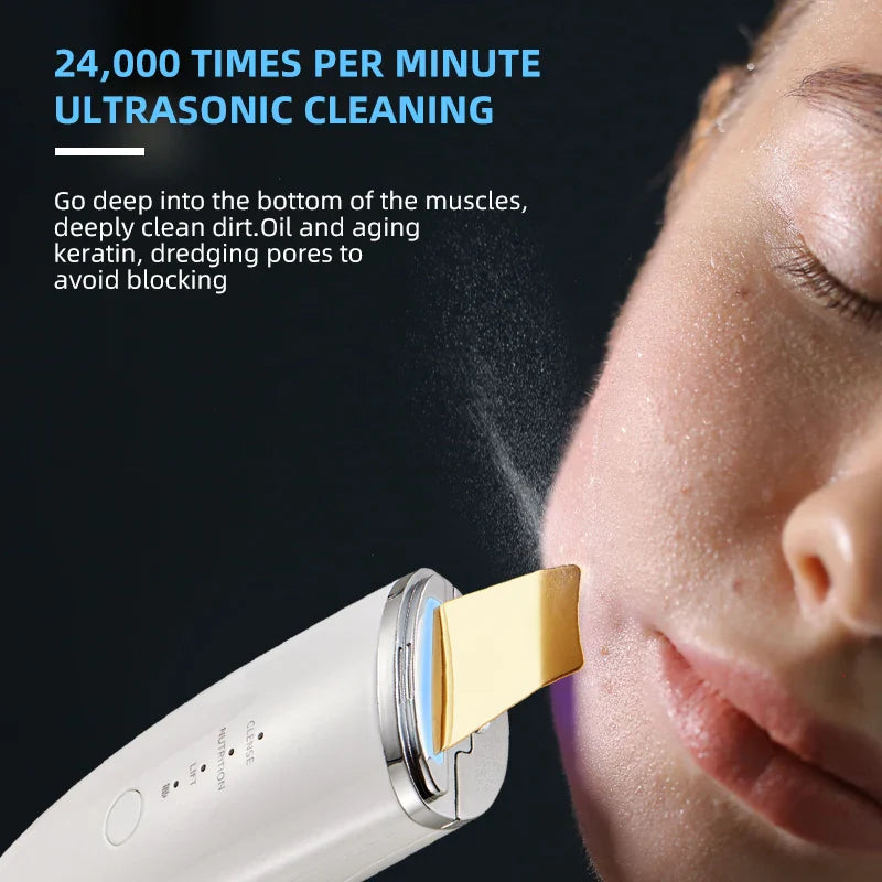 Silver Head Facial Scrubber Ultrasonic Blackhead Remover