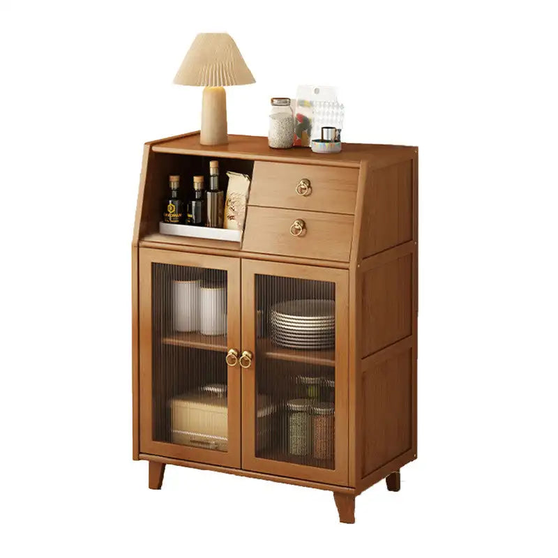 Bamboo Sideboard Cupboard with Clear Acrylic Doors – Bathroom, Kitchen or Vanity Use