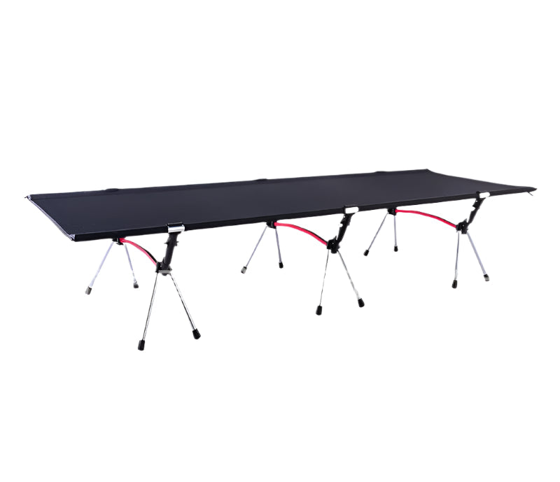 Compact Black Foldable Camping Bed for Outdoor & Office