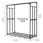 Heavy Duty Metal Firewood Rack with Cover Outdoor 300kg Log Storage Stand