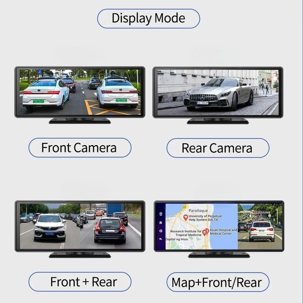 10.26" Touchscreen Car Mirror Dash Camera with Dual Lens, WiFi & Bluetooth