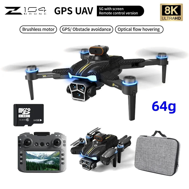 Smart GPS Drone with 1080p Camera, Screen Controller & 20min Flight