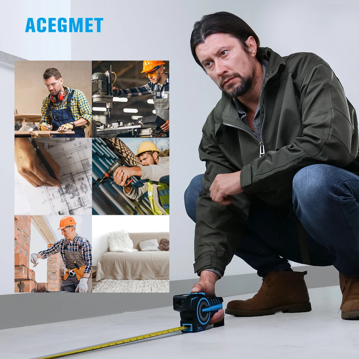 100M Laser Tape Measure with Green Line Marking and Smart Digital Display