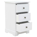 White 3-Drawer Bedside Table – Compact MDF & Pine Wood Bedroom Storage
