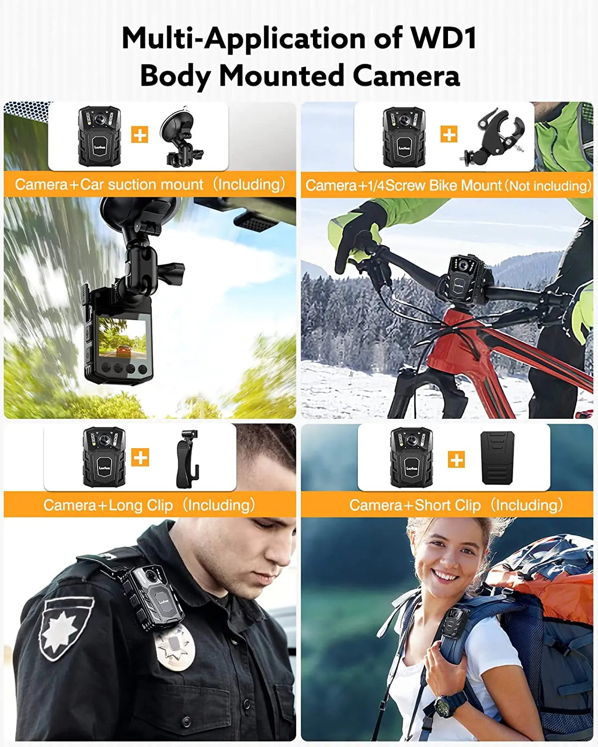 1080P Body Camera with Night Vision, 64GB Storage, 10H Battery