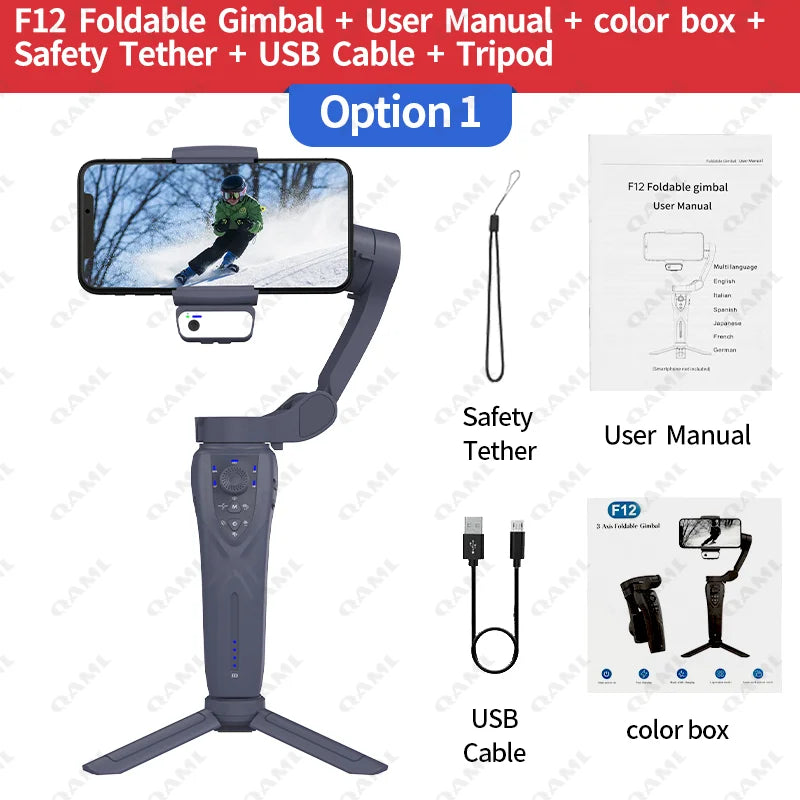 Portable 3-Axis Gimbal with Smart Face Tracking for Smartphones