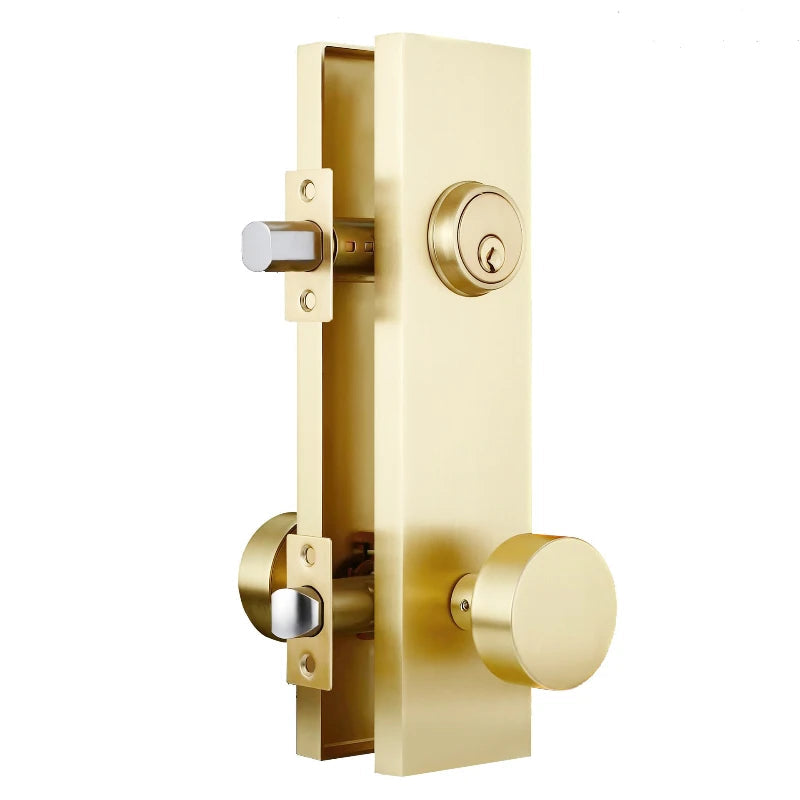 American Style Room Door Handles with Electroplated Finish, Silent Ball Lock & Keys Included