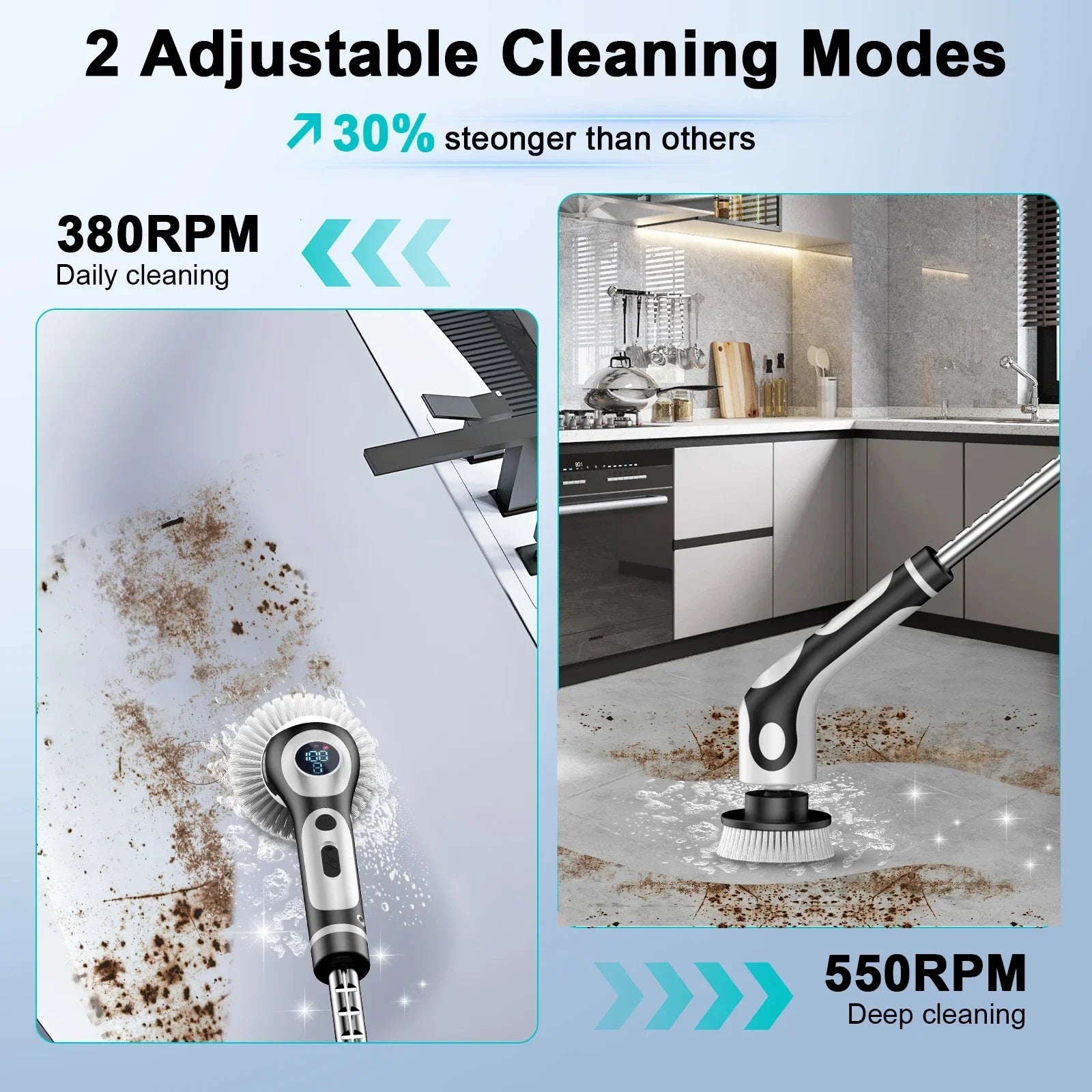 Cordless Bathroom Scrubber with Adjustable Extension Handle