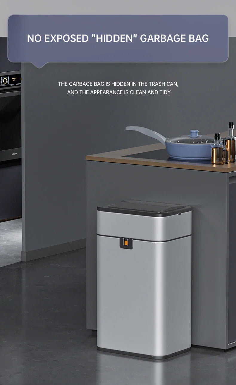 15L Smart White Trash Bin with Automatic Lid