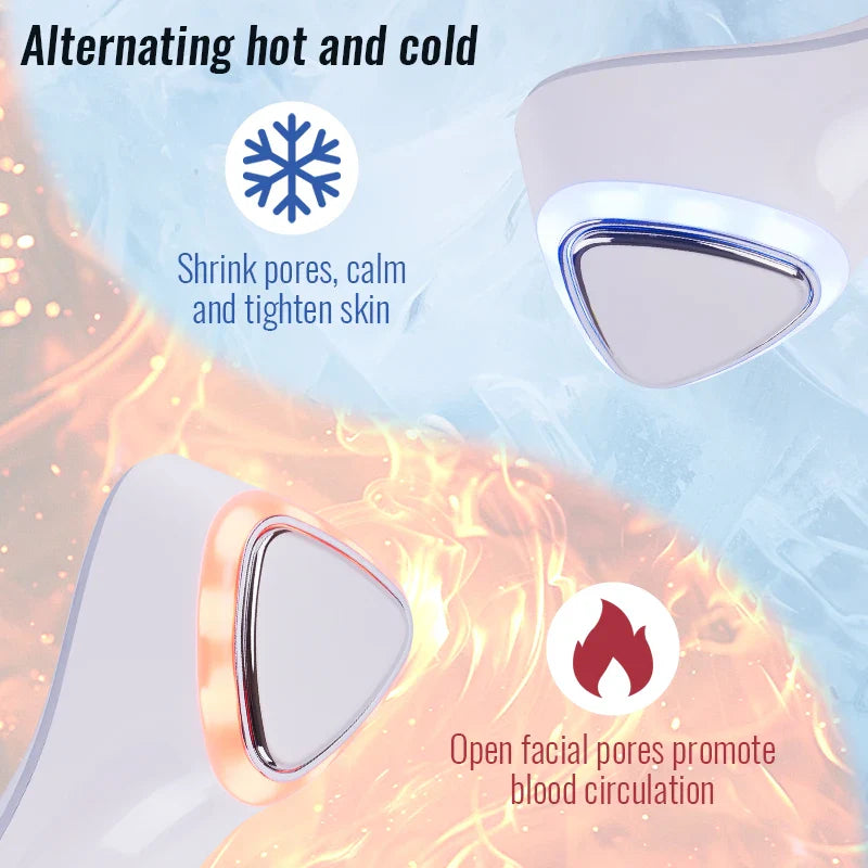 LED Facial Massager White with Box – Hot & Cold Skin Tightening Tool