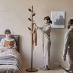 Solid Wood Floor Standing Coat Rack Modern Clothes Hanger for Bedroom or Living Room