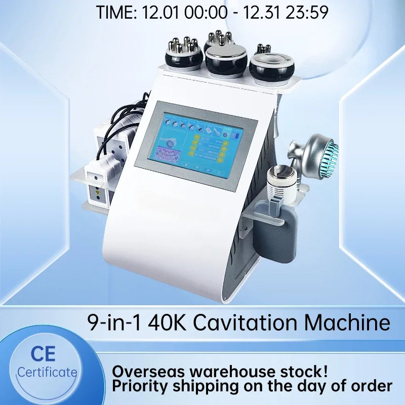 Portable 9-in-1 Ultrasonic Cavitation Slimming Machine with Vacuum, Lipo & Cold Therapy
