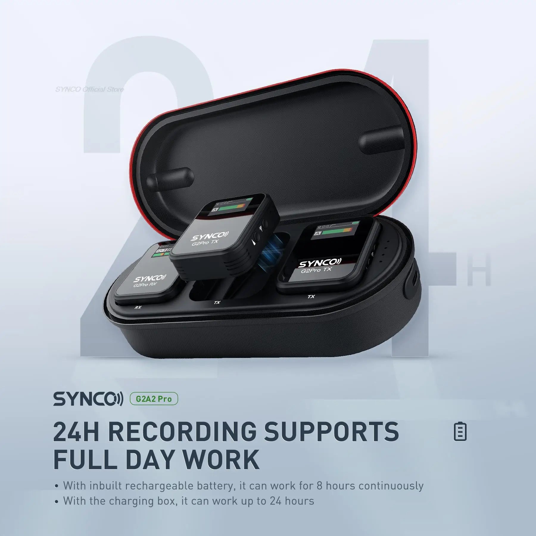 2-Transmitter Lavalier Mic with Real-Time Monitoring & Charging