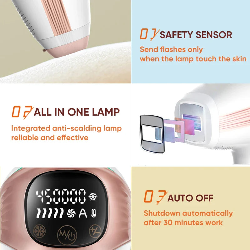 Portable Home Use Cool IPL Laser Epilator 5 Levels, LCD Display