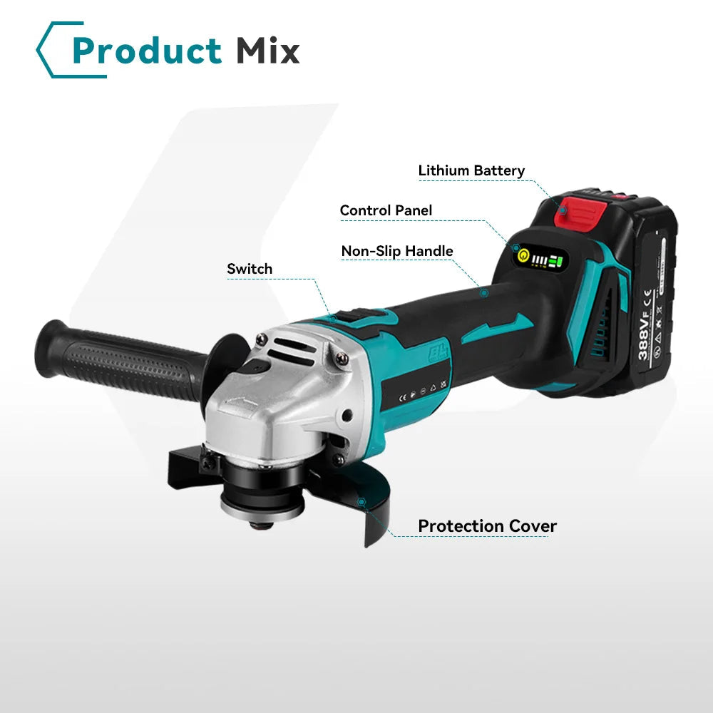 125mm Brushless Angle Grinder for Woodworking and Metal