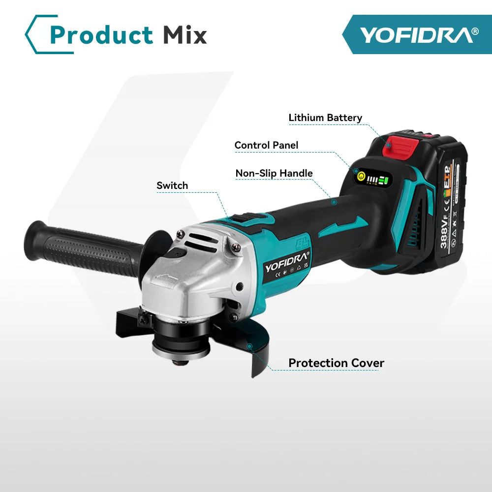 125mm Brushless Cordless Angle Grinder with 4 Speed Settings