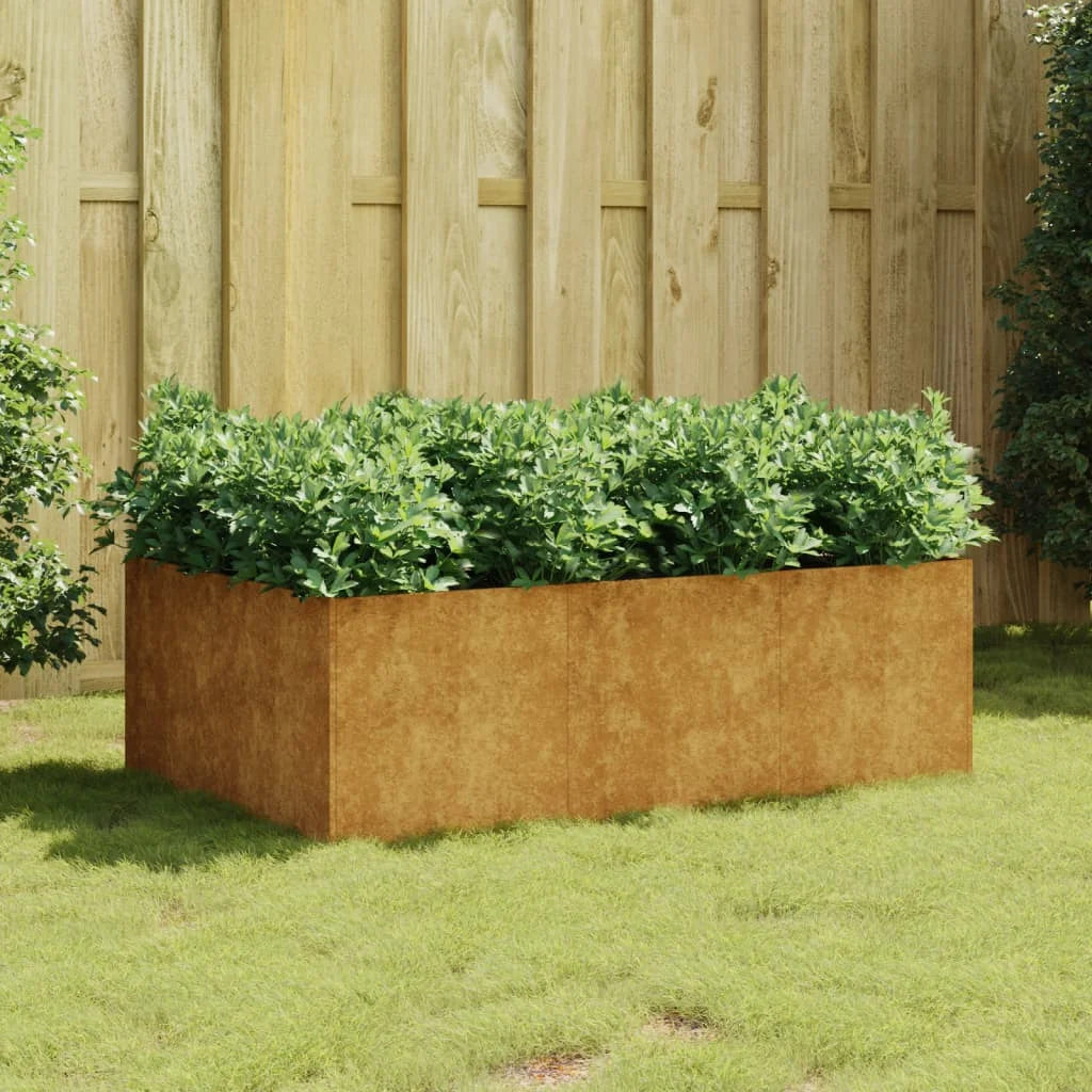 Corten Steel Outdoor Raised Garden Bed 120x80x40cm – Heavy Duty, Rust Look