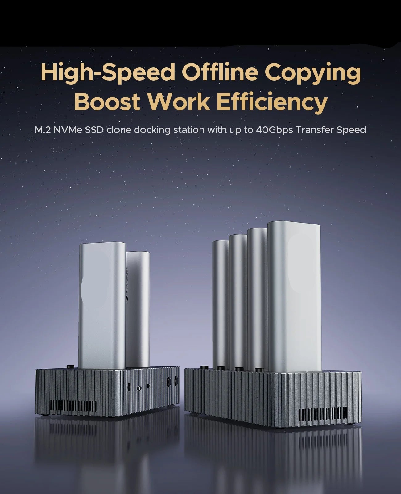 2-Bay M.2 NVMe SSD Clone Docking Station with 40Gbps Speed