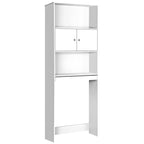 Over Toilet Storage Cabinet – White MDF Bathroom Shelf with Cupboard & Open Shelves