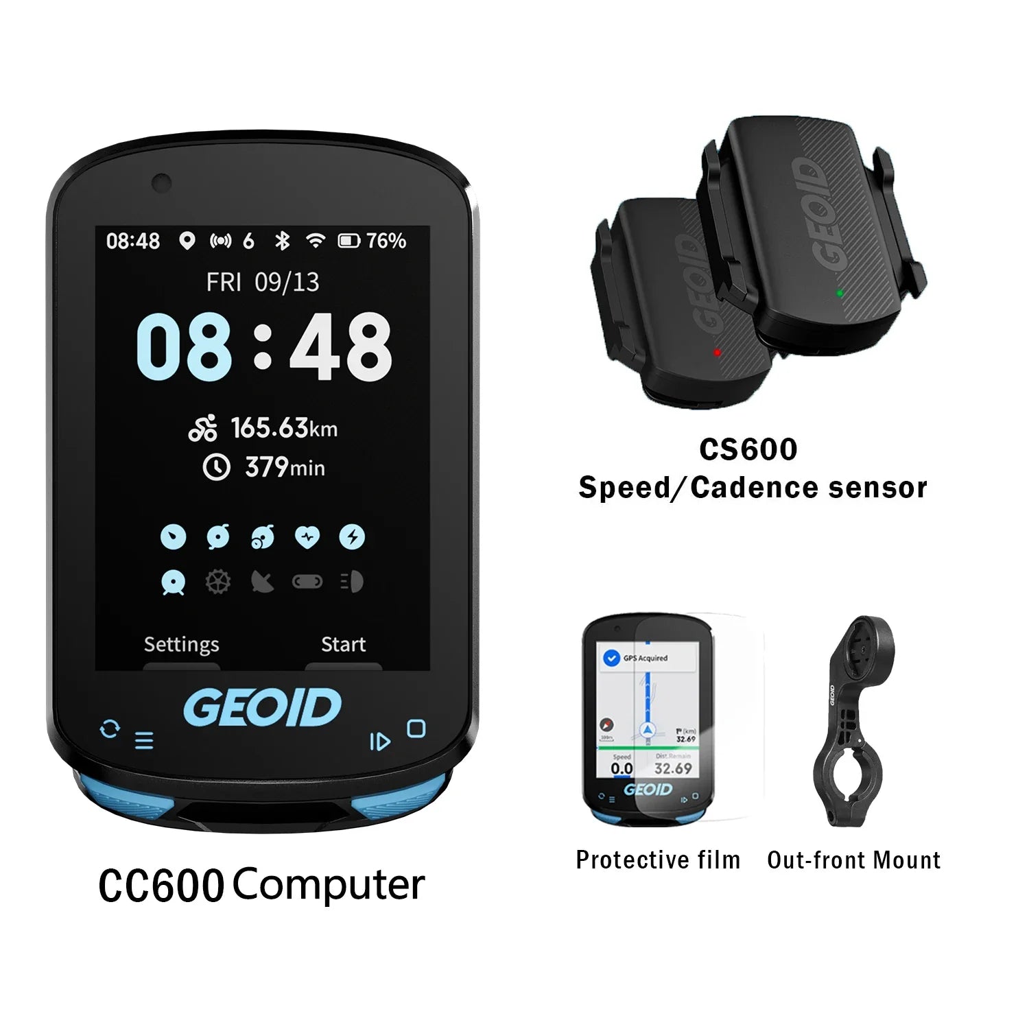 Wireless Bike Computer with GPS ANT+ WiFi and Mount Set
