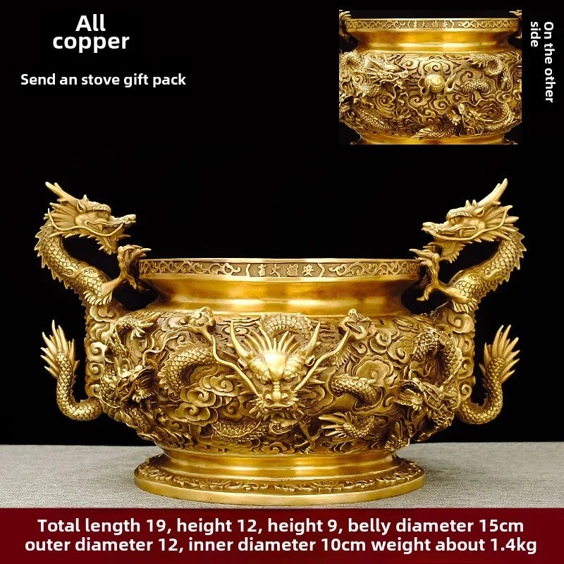 Vintage Chinese-Style Incense Burner – Semi-Handmade Copper Decoration