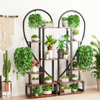 Black Multi-Tier Plant Rack Convertible Heart-Shaped Indoor/Outdoor 2-Piece Display Shelf Set
