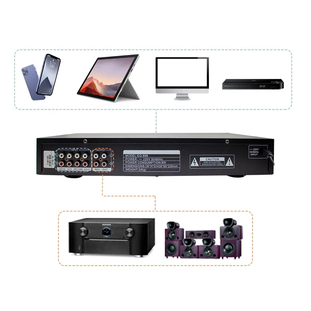 10-Band Graphic Stereo Preamplifier with Bluetooth & EQ Control