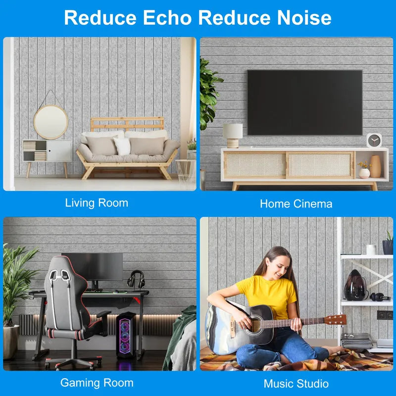 12 Pack Self-Adhesive Acoustic Panels 30x30cm Wall Soundproofing - Black