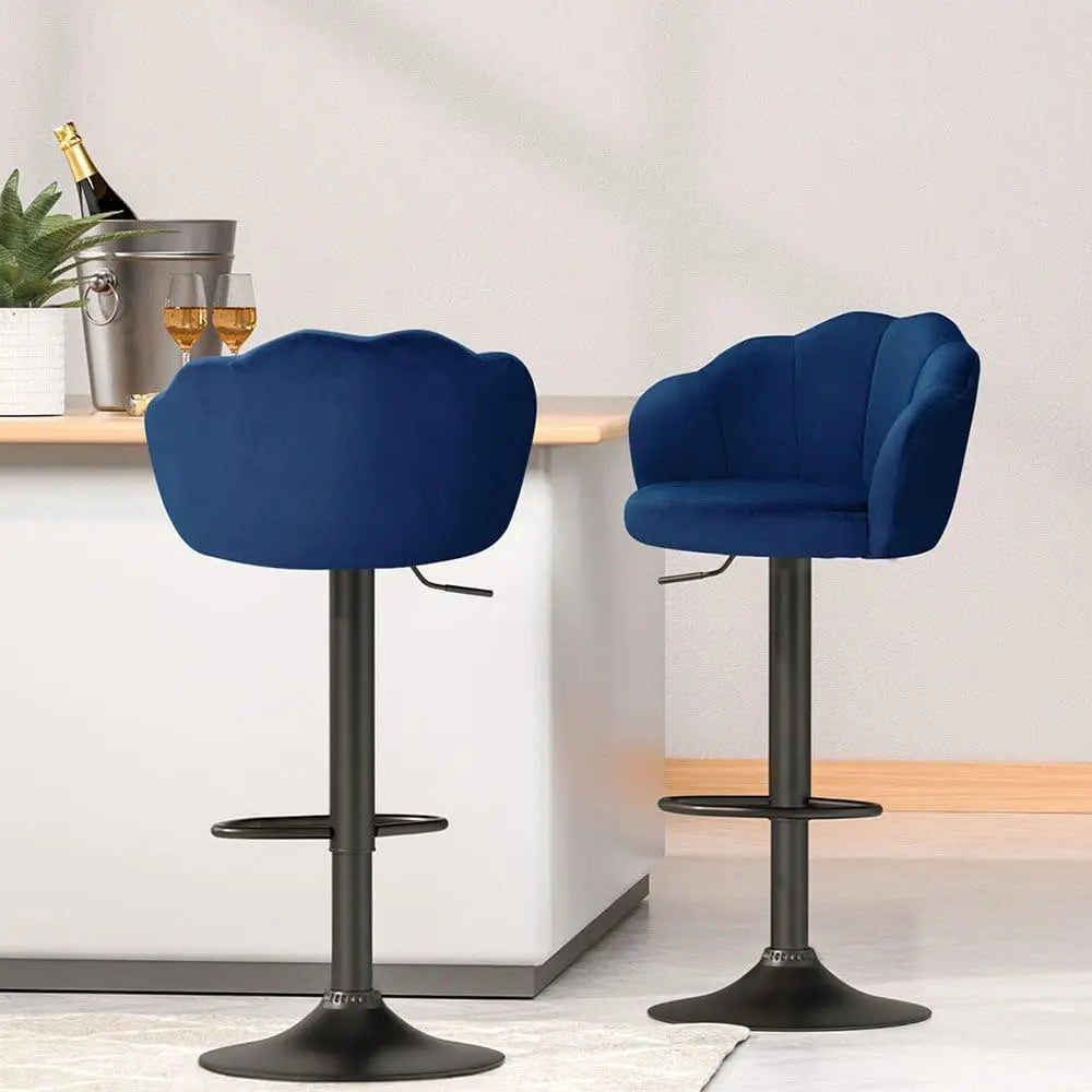Adjustable Height Velvet Kitchen Bar Stools with 360° Swivel (4 Pack)