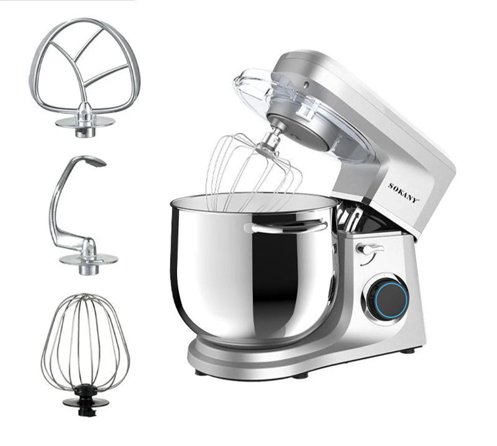 11L Stainless Steel Stand Mixer with Whisk, Dough Hook & 6 Speed Settings – 1700W