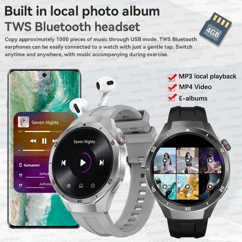 4GB GPS Sports Smartwatch with AMOLED Screen & Voice Assistant