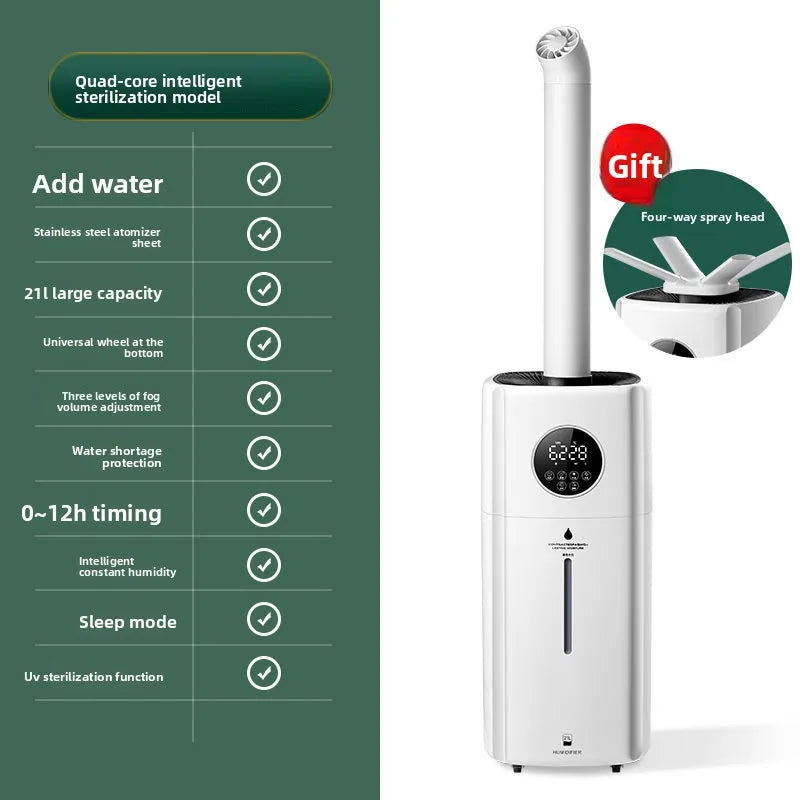 21L Large Room Ultrasonic Humidifier with Remote, 360° Nozzles & Top Fill Design