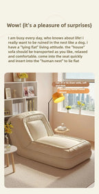 2-in-1 Convertible Floor Sofa Bed Compact Foldable Lounge Chair (White Small)