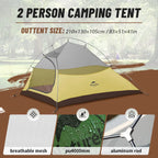 2 Person Ultralight Camping Tent with Skirt Amber
