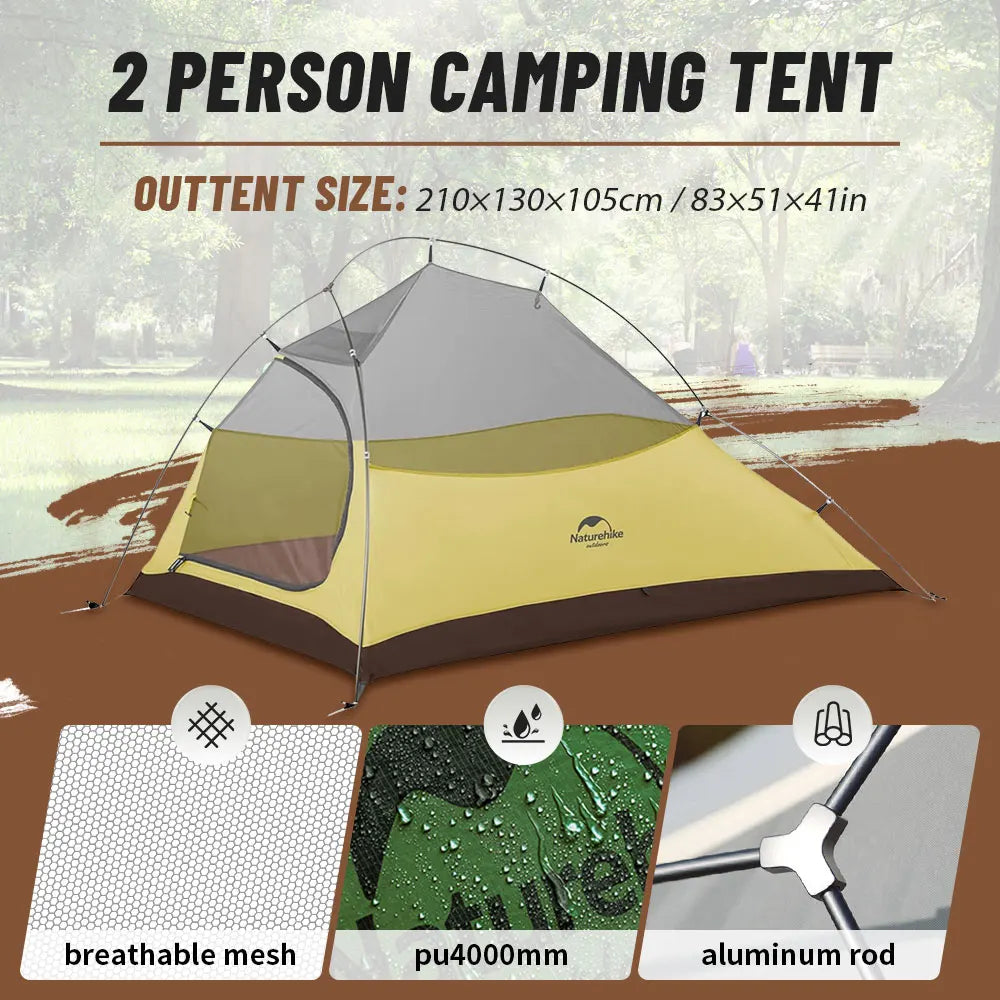 2 Person Ultralight Camping Tent with Skirt Amber