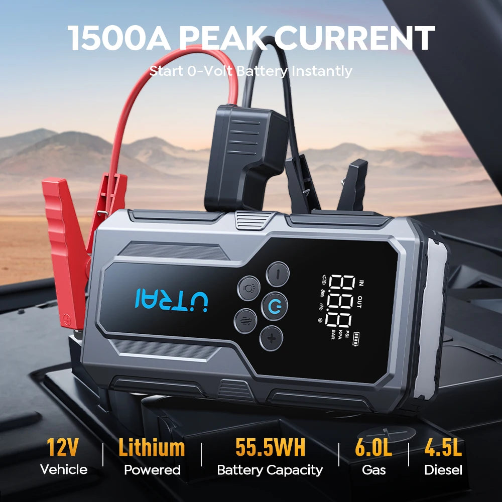 1500A Portable Car Jump Starter with 150PSI Air Pump