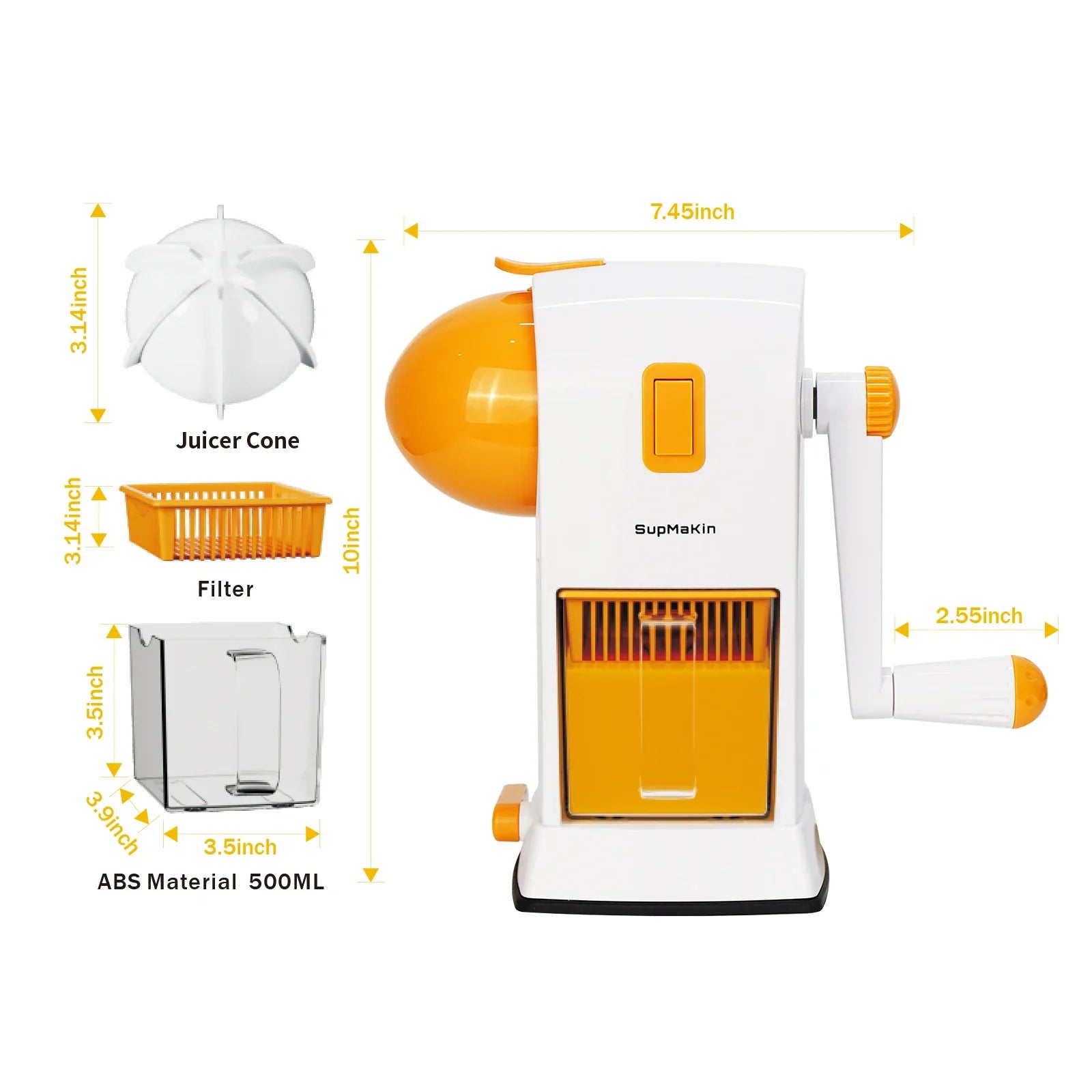 Manual Kitchen Manual Juicer for Lemons and Oranges, White