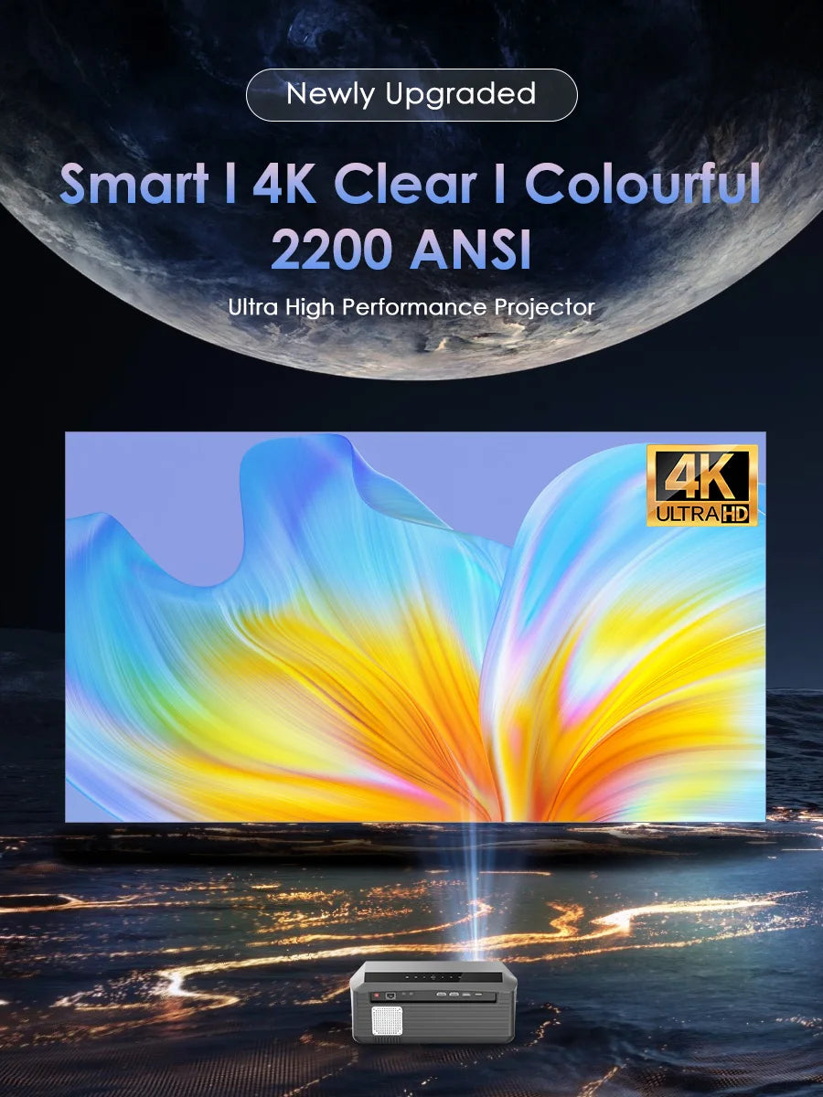 Portable 4K Home Cinema Projector Auto Focus WiFi
