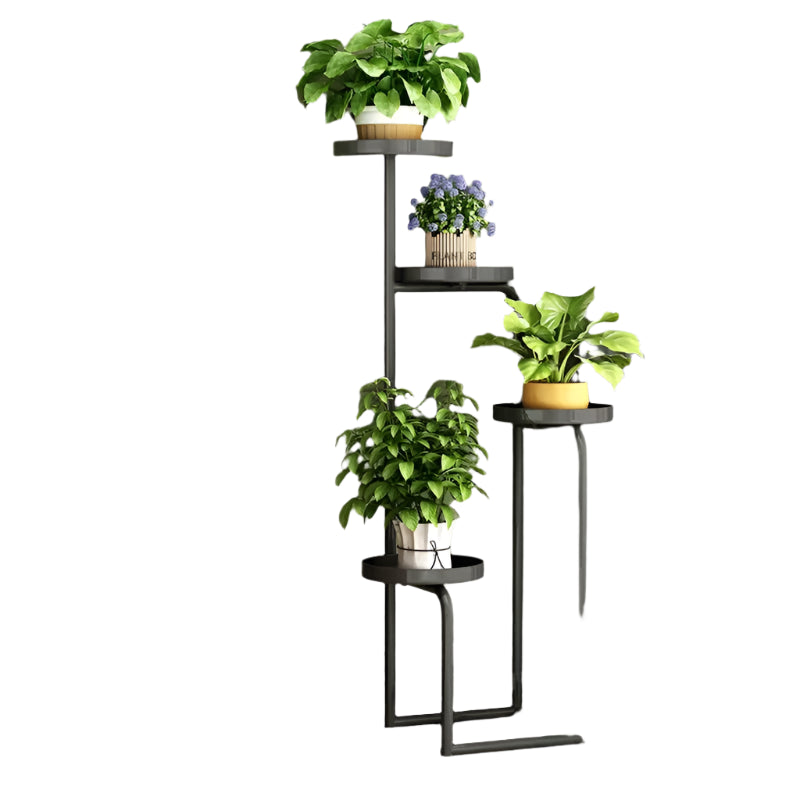 Floor-Standing Iron Plant Shelf 111cm Black Display Rack