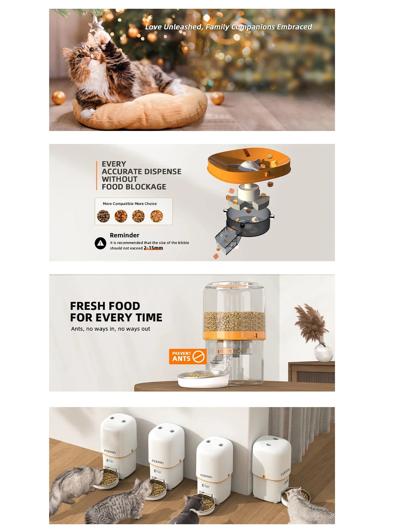 4L Black Smart Pet Feeder with 1080P Camera and WiFi