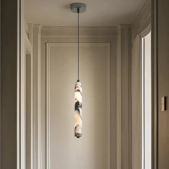 Modern Marble Cylinder Pendant Light with LED for Bedroom or Living Room