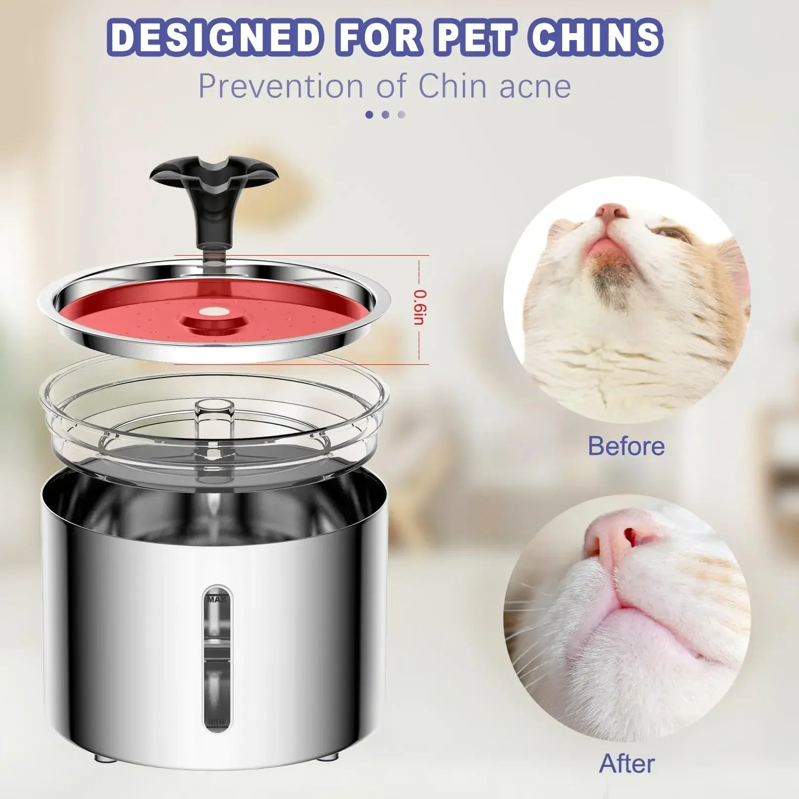 2.5L Stainless Steel Automatic Pet Water Fountain