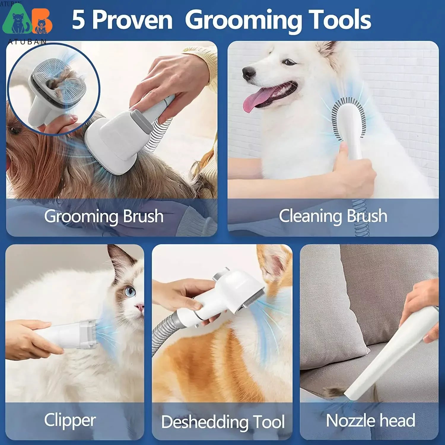 2.3L Pet Hair Vacuum Cleaner with Grooming Tools