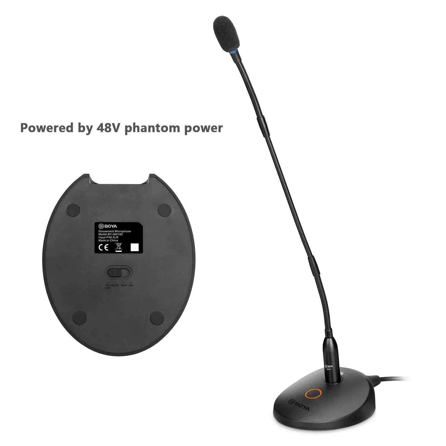 18" Cardioid Gooseneck Microphone with Mute and LED