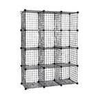12-Cube Wire Storage Organizer – Modular Bookcase & Display Shelf (Black)
