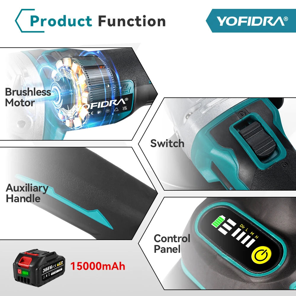 125mm Brushless Cordless Angle Grinder with 4 Speed Settings