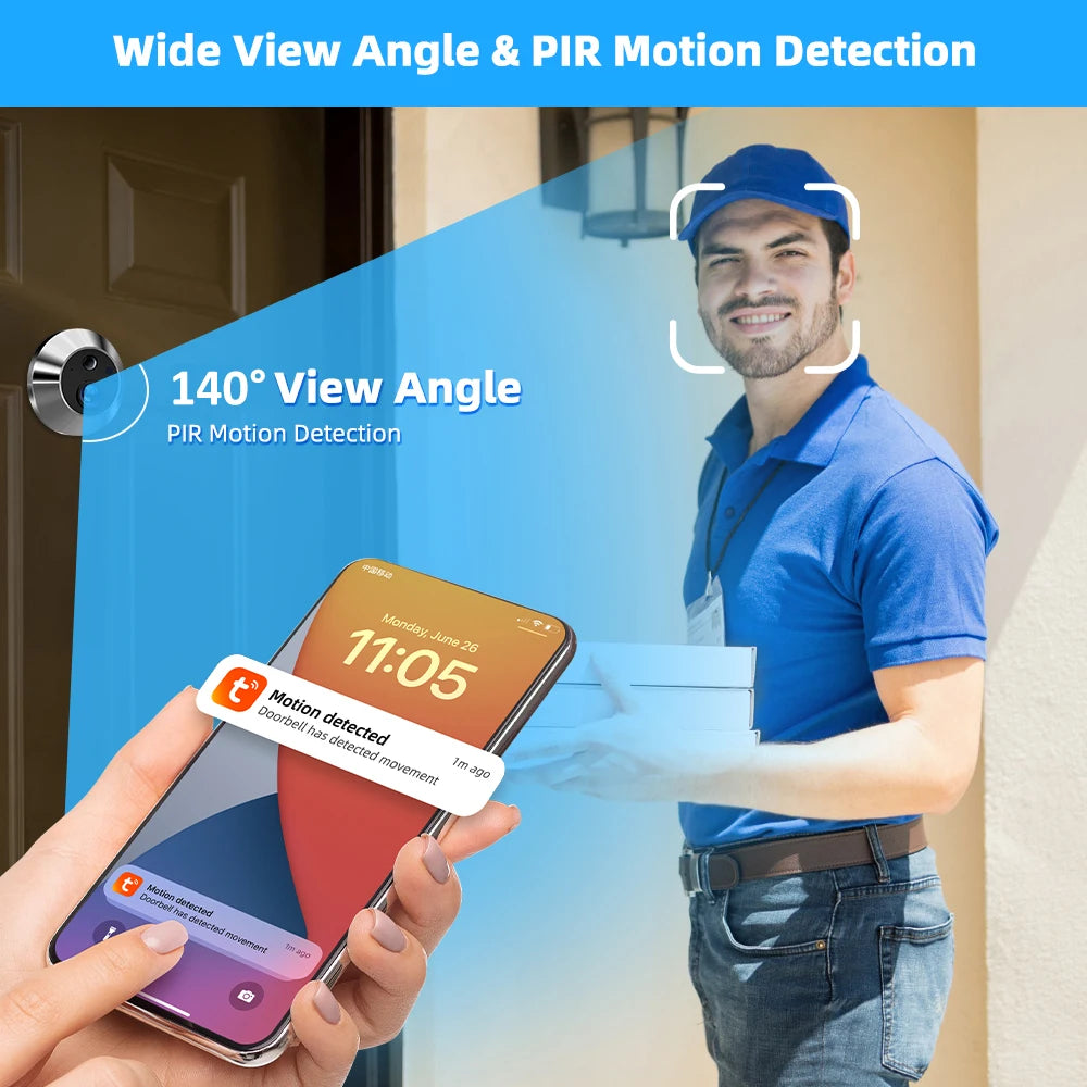 Smart 3MP Peephole Door Camera with 4.3" Display and Motion Alerts